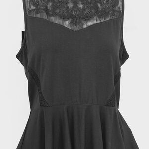 NEW Karen Millen Peplum Black Top with Lace Detail Size 12 $ 135.00